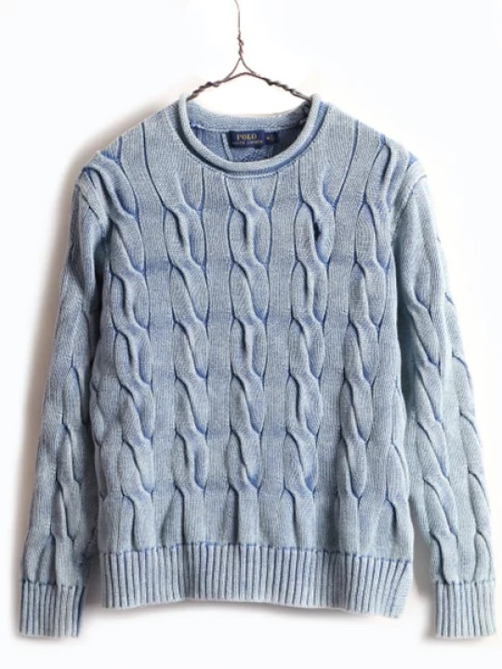 Polo by Ralph Lauren Light Blue Cable-Knit Crewneck Sweater